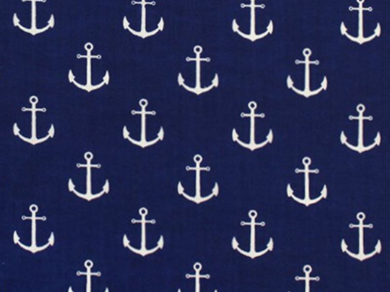Cotton Fabric - Small Anchors Navy Blue