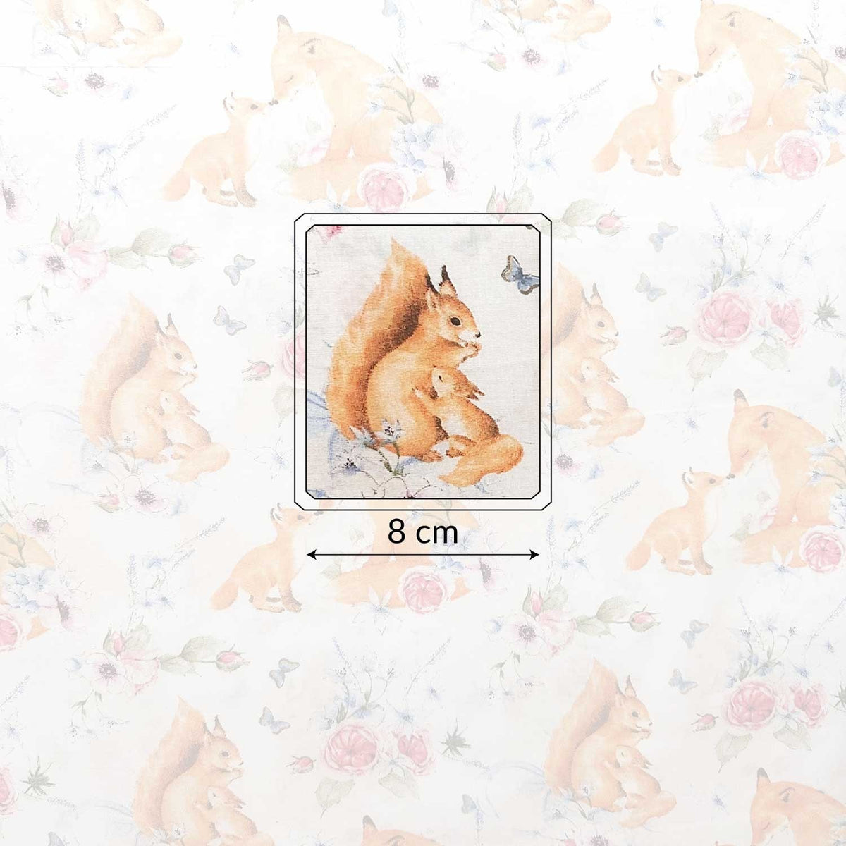 Cotton Fabric - Squirrel and Fox