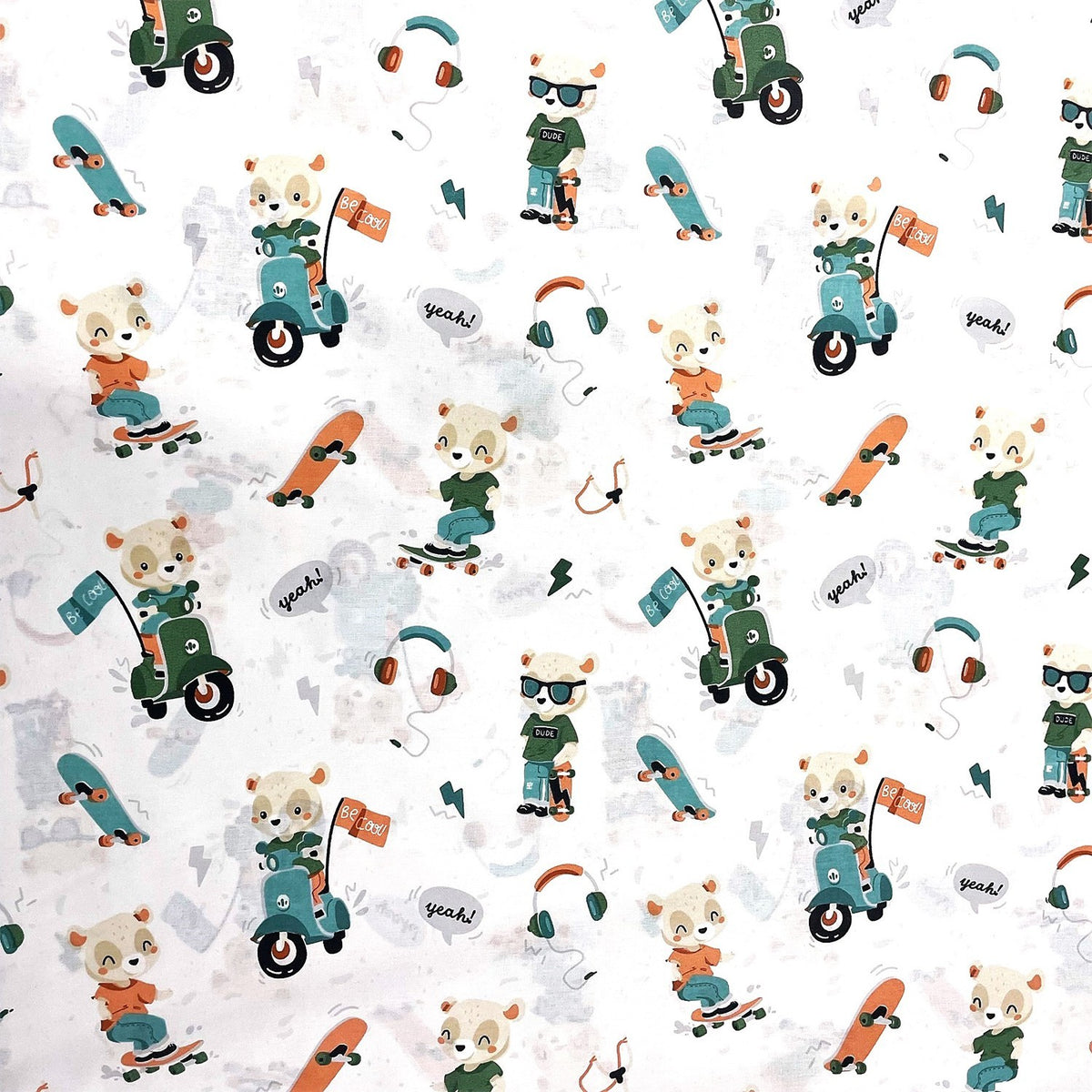 Cotton Fabric - Teddy Bear Skater