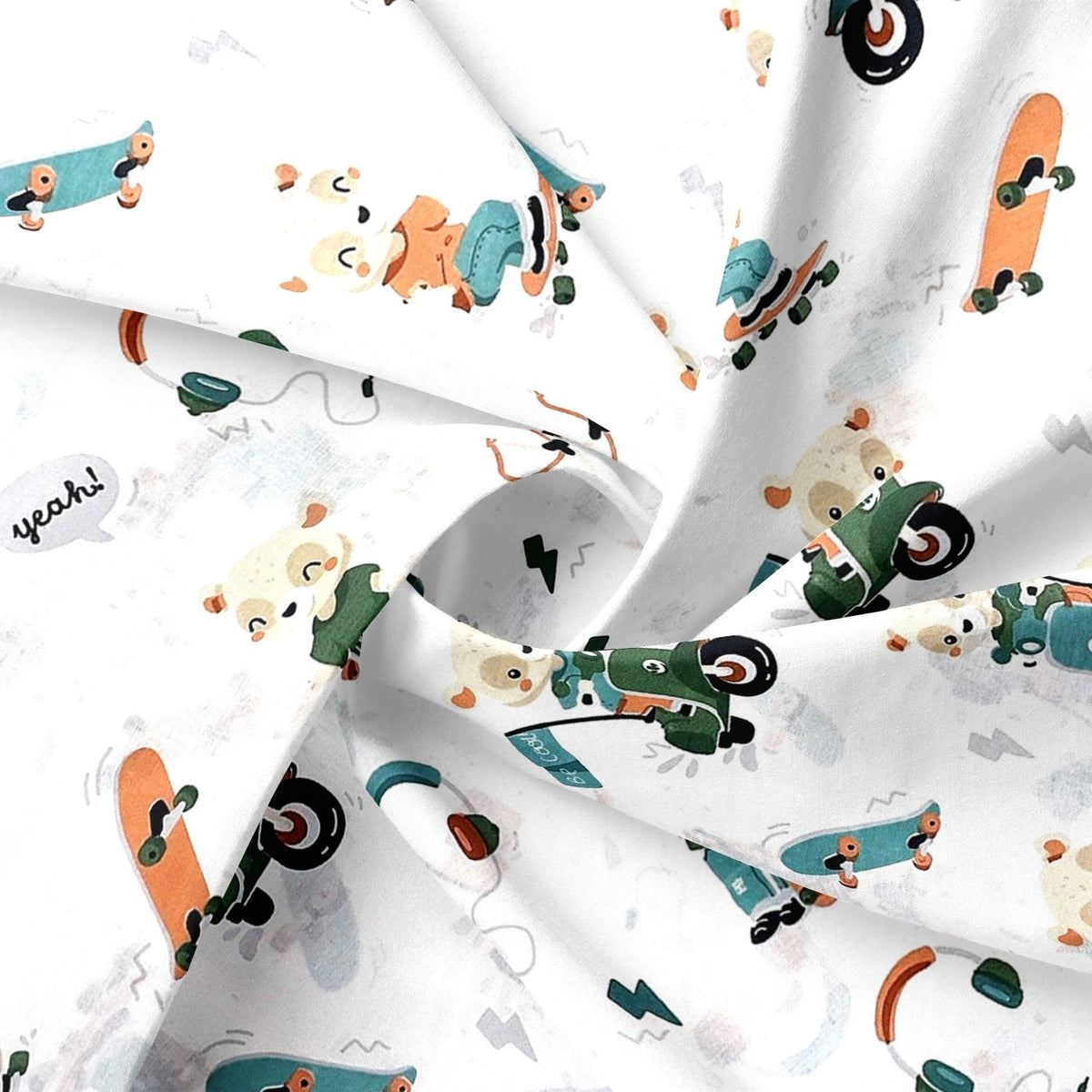 Cotton Fabric - Teddy Bear Skater