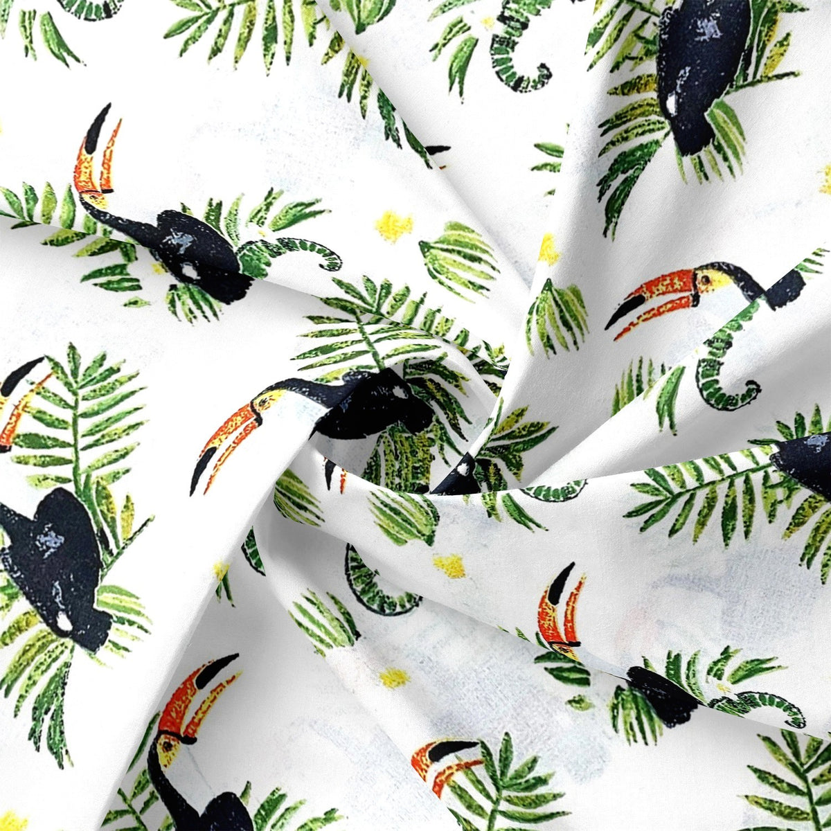 Cotton Fabric - Toucans And Monstera