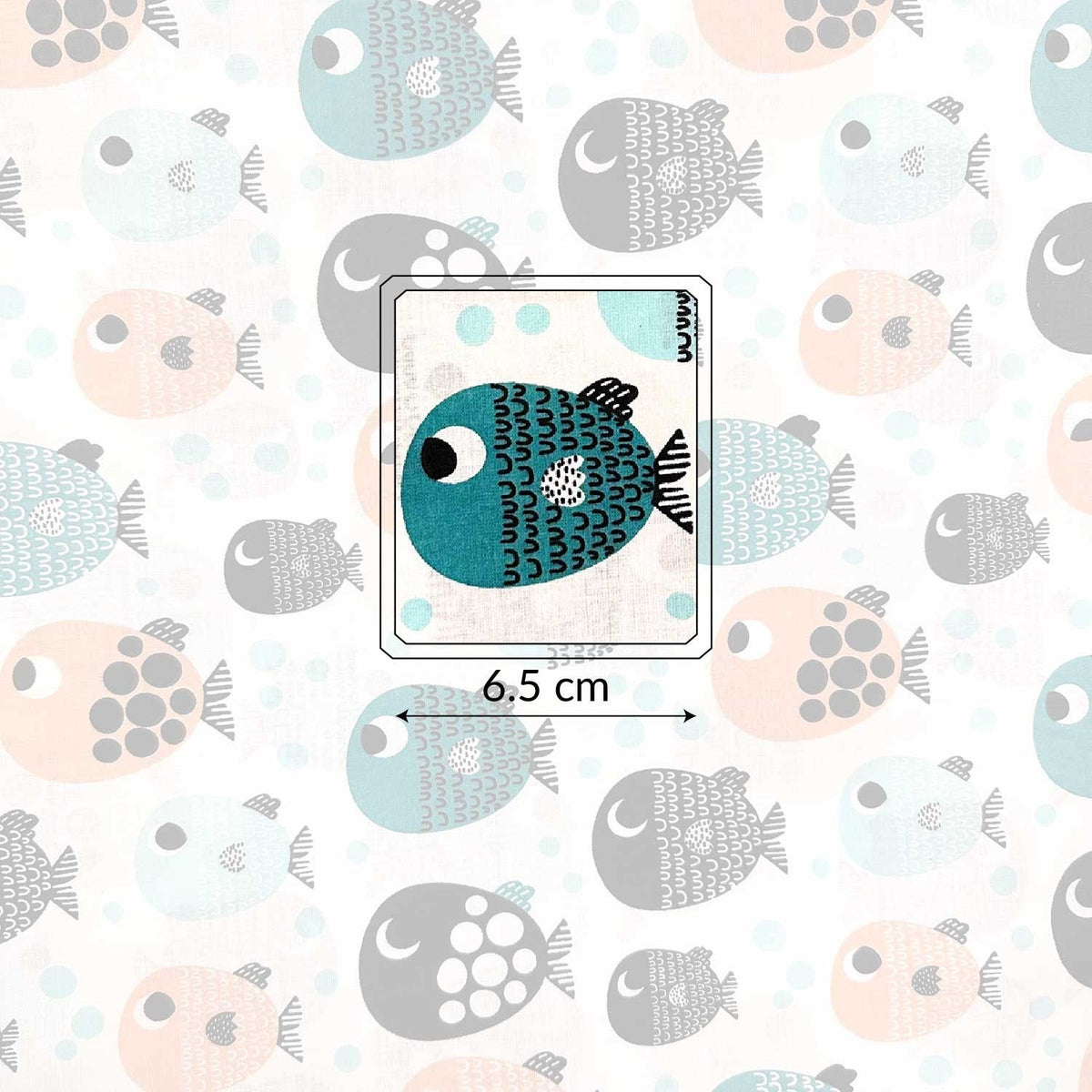 Cotton Fabric - Turquoise and orange fish