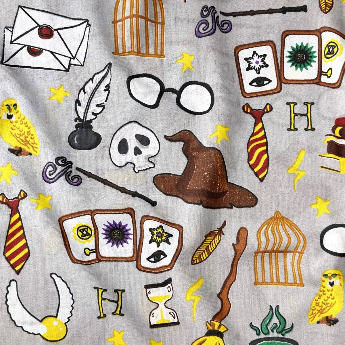 Cotton Fabric - World of Magic HP on Gray