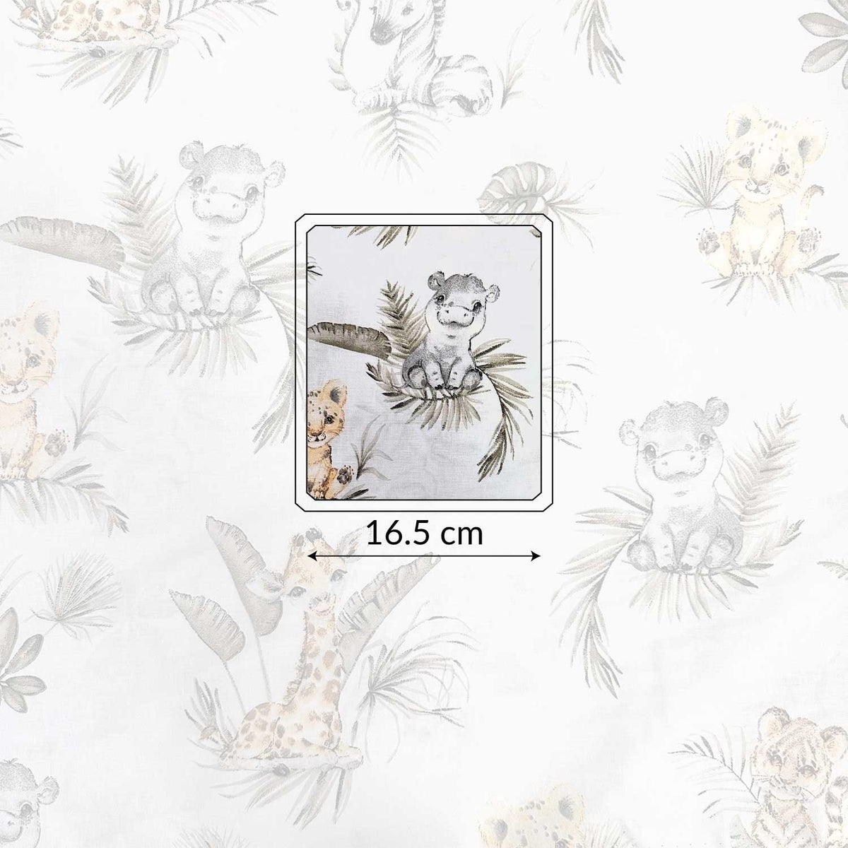 Cotton Fabric - Young safari animals and palm trees