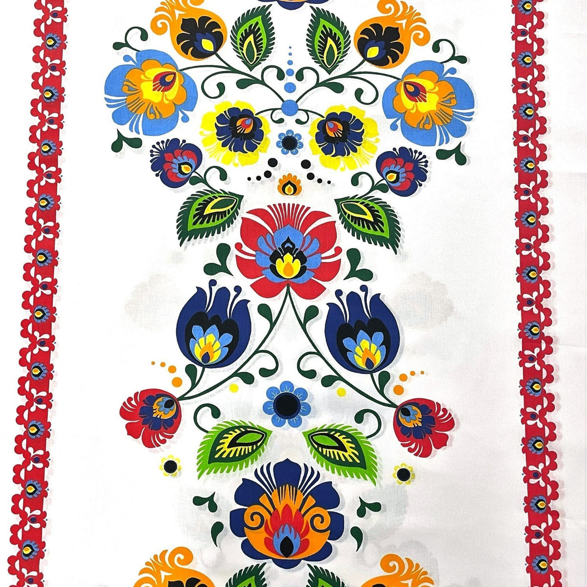 Cotton Fabric - Łowicz Folklore Stripes White