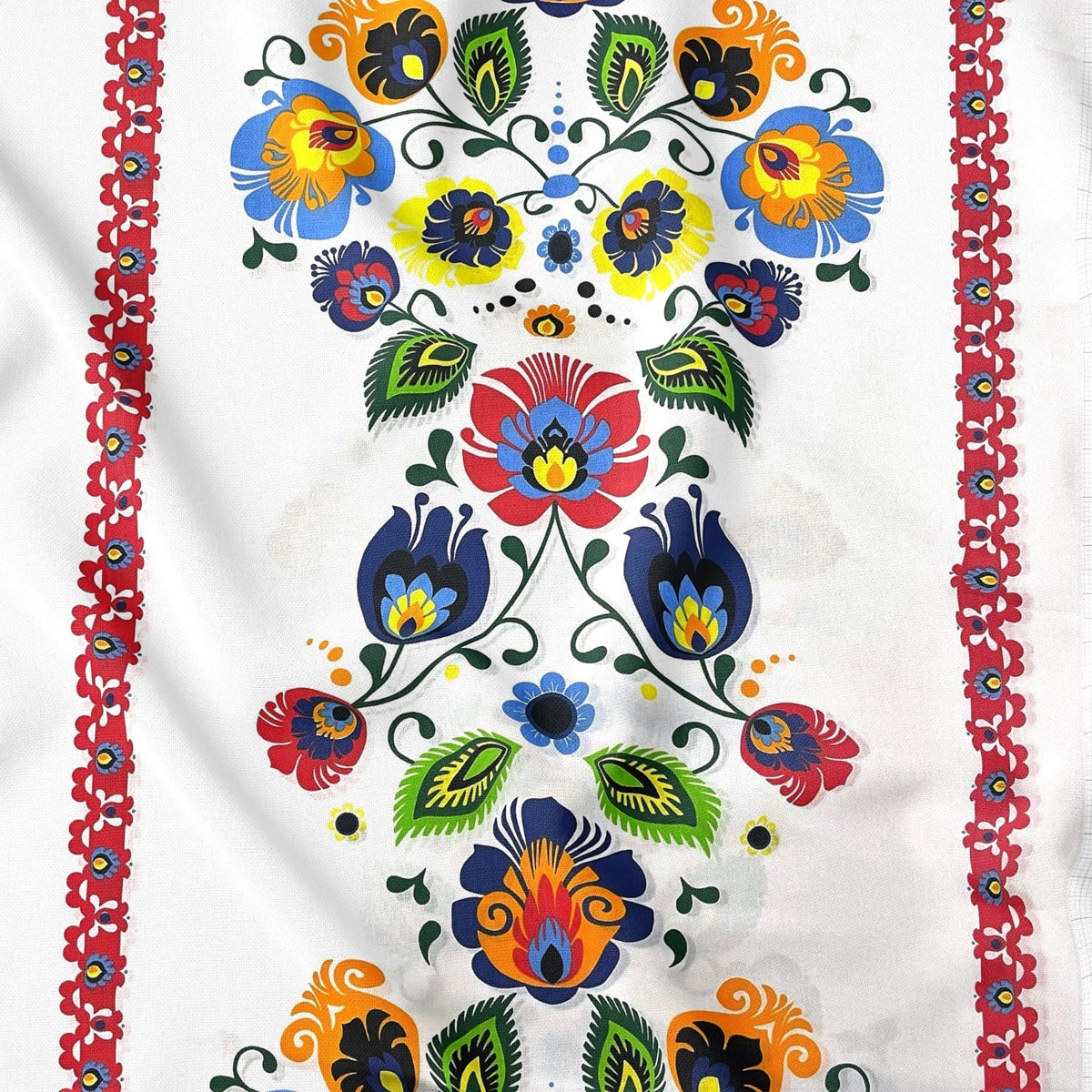 Cotton Fabric - Łowicz Folklore Stripes White