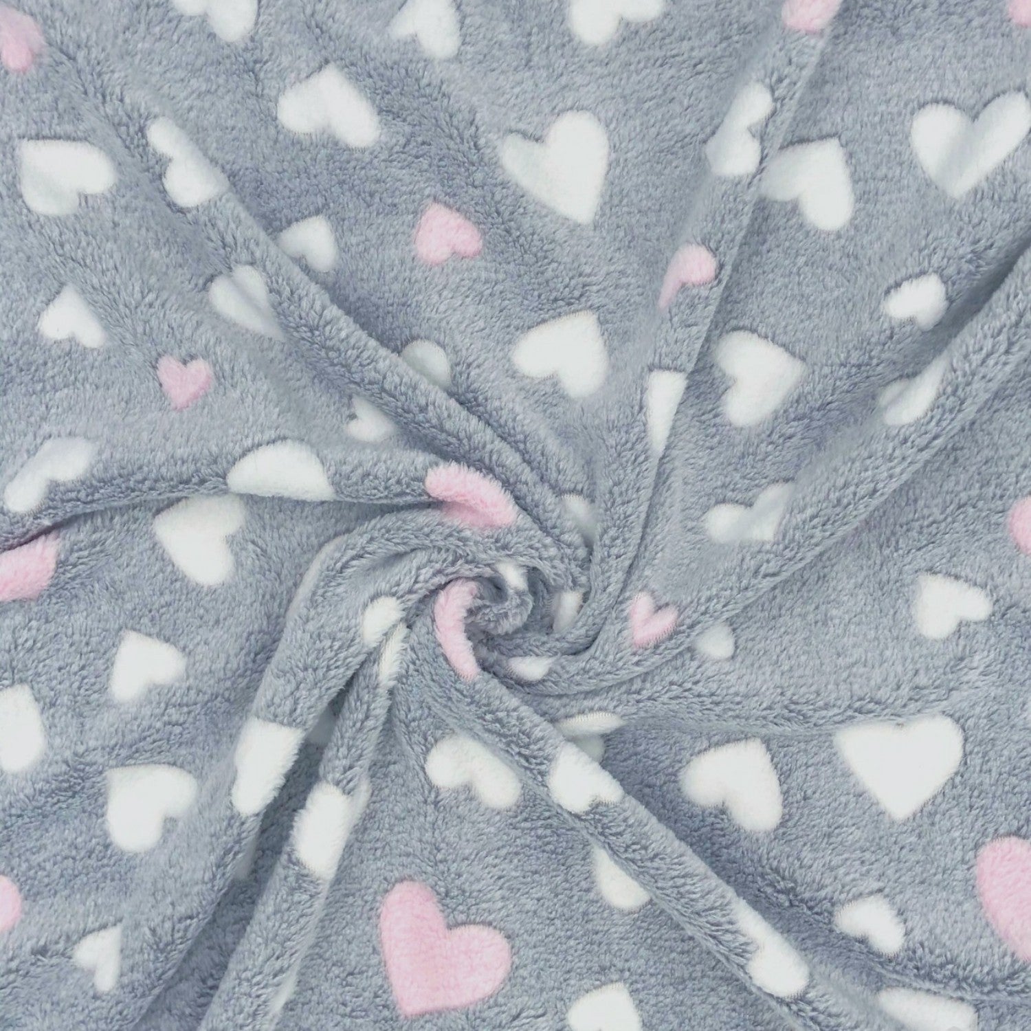 Knitted Fur Fabric - Fur Pink Hearts