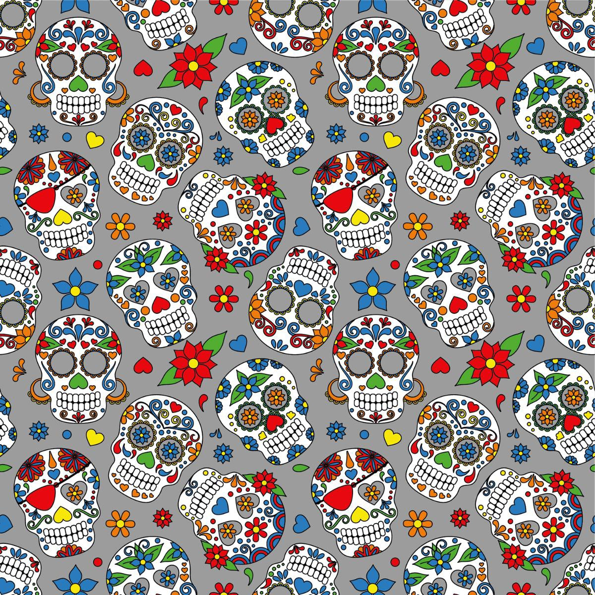 Premium Cotton - Skulls on Grey