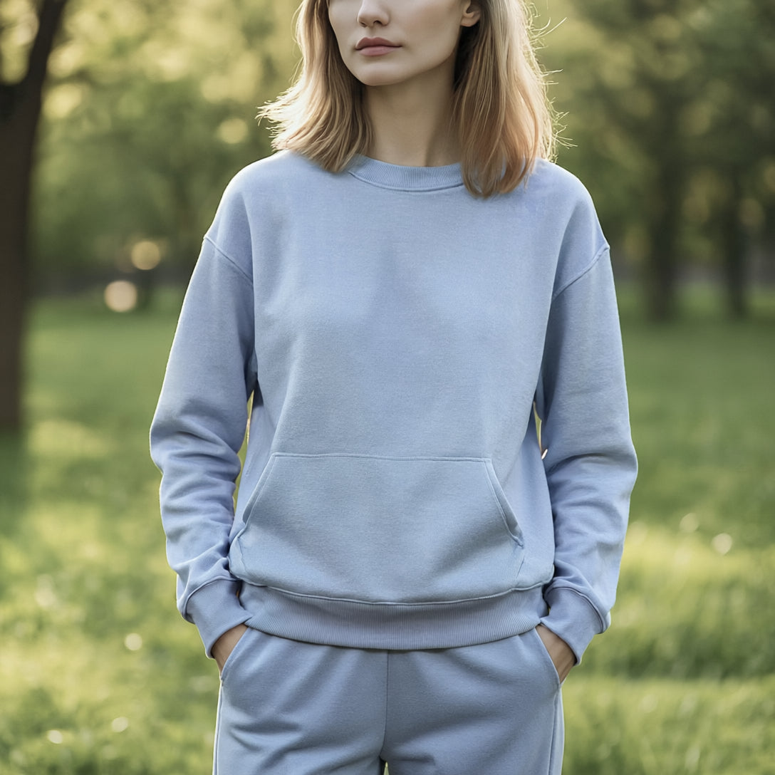 Thick Brushed Sweatshirt - Blue
