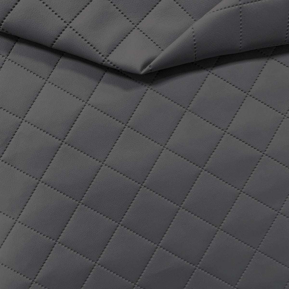 Upholstery Fabric Quilted PU Leather Diamond 5x5 - Grey