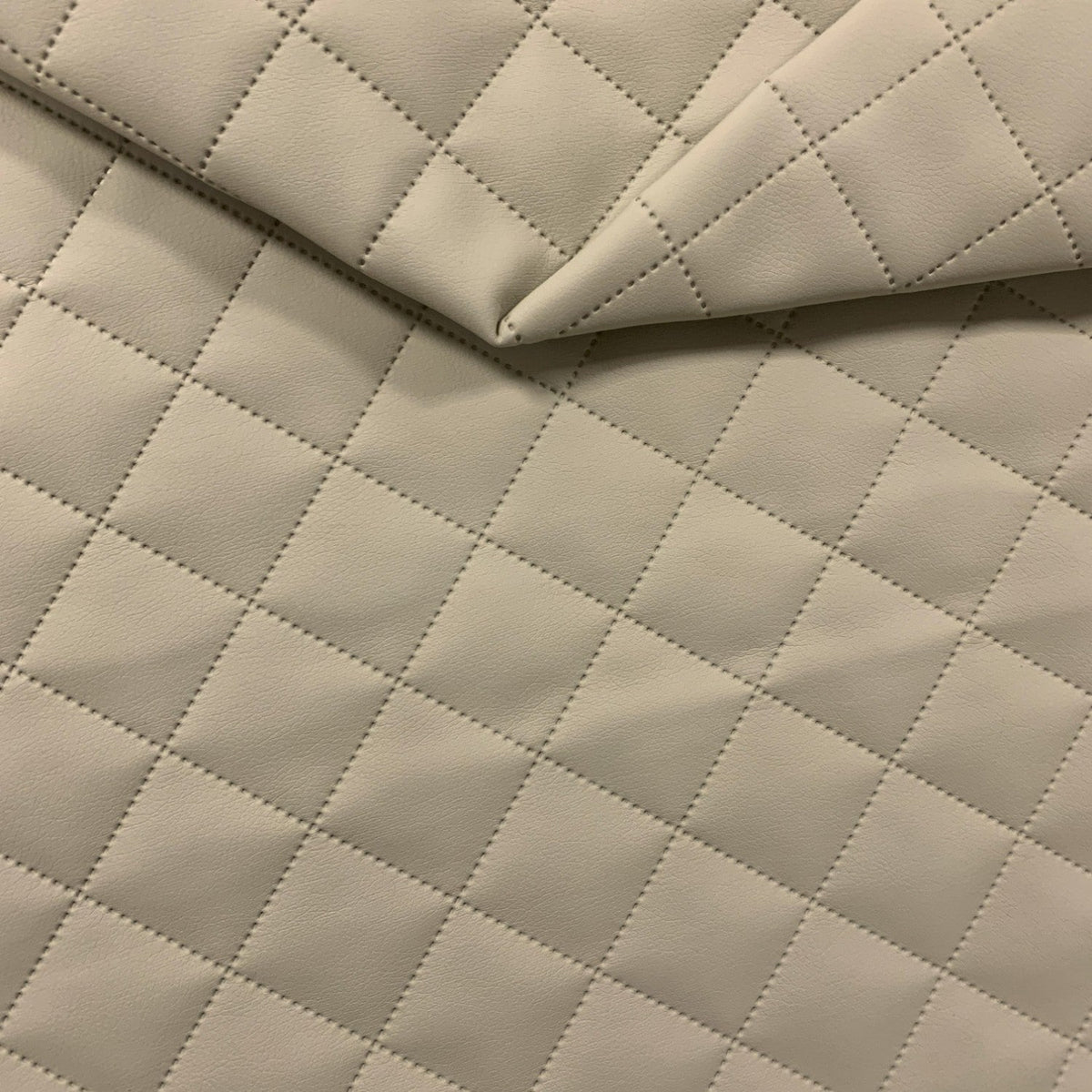 Upholstery Fabric Quilted PU Leather Diamond 5x5 - Light Beige