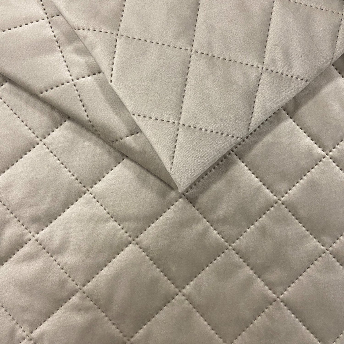 Upholstery Fabric Quilted Velour Diamond 5x5 - Cream