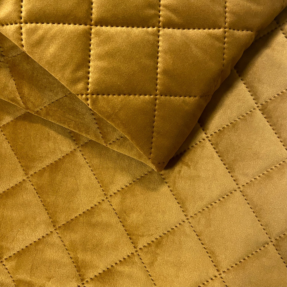 Upholstery Fabric Quilted Velour Diamond 5x5 - Mustard