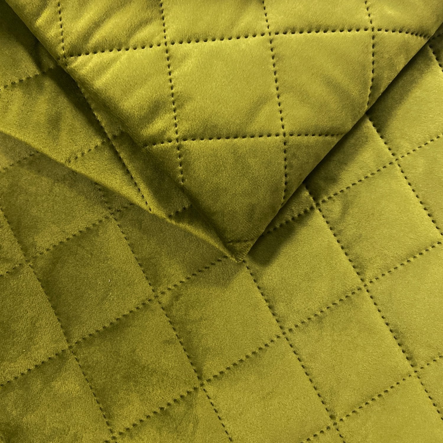 Upholstery Fabric Quilted Velour Diamond 5x5 - Olive