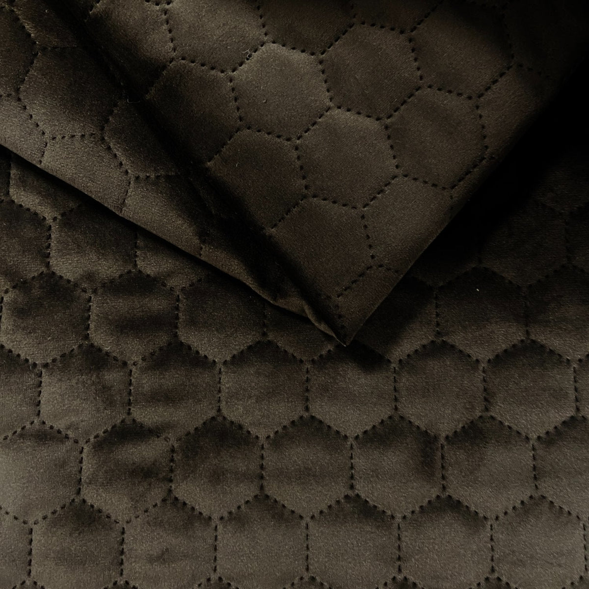 Upholstery Fabric Quilted Velour Hexagon - Espresso