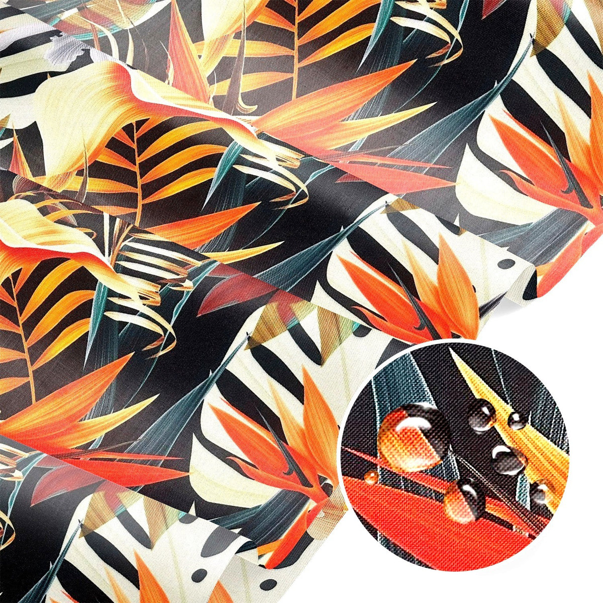 Water Resistant Fabric Oxford - Fiery Flower